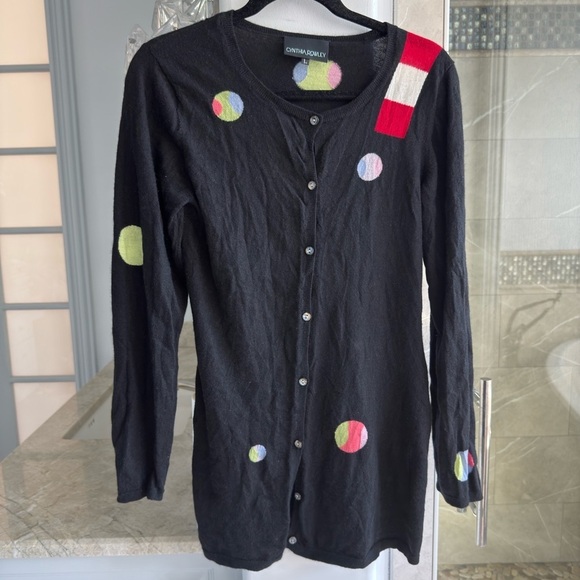 Cynthia Rowley Polka Dot Cashmere Cardigan - Picture 9 of 10